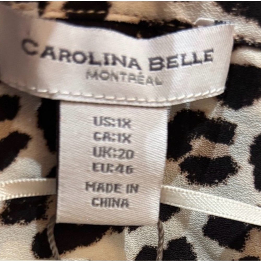 Carolina Belle Black and White Leopard Print Sleeveless Blouse - Picture 2 of 6